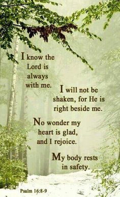 an image of a forest with the words i know the lord is always with me