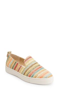 Add the perfect resort-ready staple to your footwear collection with a colorful slip-on sneaker boasting a woven raffia upper and plush memory foam cushioning. 1" platform Memory foam cushioning Removable, cushioned insole with arch support Textile upper/synthetic lining/rubber sole Imported Multicolor Slip-on Sneakers With Rubber Sole For Spring, Spring Multicolor Slip-on Sneakers, Multicolor Slip-on Sneakers With Woven Sole, Multicolor Spring Slip-on Espadrilles, Multicolor Floral Print Slip-on Sneakers, Spring Sneakers, Woven Raffia, Slip On Sneaker, Womens Sneakers