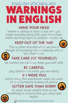 an english poster with the words warnings in english, and other things to avoid