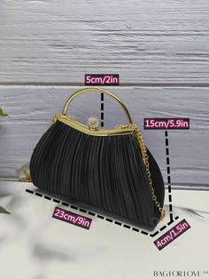 BagForLove - Evening Partys Petite Black Satin Pleated Clutch Handbag for Women Product Description Color Black Details Ruched Strap Type Top Handle Style Glamorous Bag Size Small Pattern Type Striped Type Ruched Bag Closure Type Kiss Lock Features Anti-theft Material Satin Composition 100% Polyester Size Chart INCH CM Bag Height Bag Length Bag Width Handle Height Strap Length 5.9 inch 9.3 inch 1.6 inch 2.4 inch 47.2 inch Bag Height Bag Length Bag Width Handle Height Strap Length 15 cm 23.5 cm 4 cm 6 cm 120 cm Details Pictures Similar Products h2 { text-align: center; } /* æ¢è¡ */ li{ white-space: normal; word-break: break-all; word-wrap: break-word; } .red-box { width: 100%; display: flex; flex-direction: row; flex-wrap: wrap; justify-content: center; } .red-box > div { width: 190px; he Black Handheld Bag For Events, Portable Black Shoulder Bag For Party, Black Portable Party Bags, Portable Black Party Bag, Black Clutch With Detachable Handle For Party, Black Handheld Portable Evening Bag, Black Portable Handheld Evening Bag, Ruched Bag, Evening Light