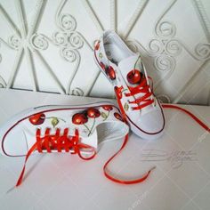 ♥ Cherry Sneakers, Hand Painted Sneakers, Cherry Shoes Art, Painted Shoes, Cherry Footwear, Cherries Art, Handpainted Sneakers, Cherries Shoes ♥ HAND PAINTED SNEAKERS by DiqnaDesign. ------- SIZE & DETAILS ------- Shoes are hand painted with professional water resistant textile paint DIFFERENT SIZES FOR WOMEN'S FOOTWEAR: EU size 36 ≈ US size 6 ≈ UK size 4 ≈ 22,5 cm ≈ 8,8 inches ------------------------------------------------------------------------------------ EU size 37 ≈ US size 7 ≈ UK si Casual Hand Painted Red Sneakers, Casual Red Hand Painted Sneakers, Casual Hand-painted Lace-up Custom Sneakers, Artistic Red Hand Painted Sneakers, Hand Painted Red Round-toe Sneakers, Hand Painted Red Sneakers With Round Toe, Casual Hand Painted Low-top Canvas Shoes, Artistic Low-top Sneakers For Spring, Cherry Sneakers