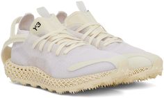 Low-top paneled dual-layer PRIMEKNIT mesh, grained leather, and jersey sneakers in off-white. Suede trim throughout. · Layered construction · Lace-up closure · Logo bonded at integrated tongue · Pull loop at tongue · Sculptural TPU trim at heel counter · Jersey lining · 3D-printed midsole in off-white · Treaded Continental™ rubber outsole Supplier color: Core white Color Core, White Runners, Adidas Tubular Defiant, Luxury Streetwear, 3d Printed, Low Top, Top Sneakers, Exo, Designer Fashion