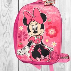 Never Used & Brand New With Tag Minnie Mouse Backpack For Back To School, Cute Minnie Mouse Backpack For School, Pink Minnie Mouse Standard Backpack, Minnie Mouse Standard Backpack For School, Minnie Mouse School Bag For Back To School, Minnie Mouse Standard School Backpack, Pink Minnie Mouse Backpack For Disney Trips, Disney Mickey Mouse Backpack For School, School Backpack With Minnie Mouse Design