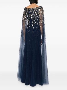 Find JENNY PACKHAM Bittersweet Beaded Cape Gown on Editorialist. midnight blue cape design sheer overlay bead embellishment sequin embellishment square neck floor-length rear concealed zip fastening full lining Beaded Cape, Blue Cape, Gown Blue, Cape Designs, Cape Gown, Sheer Overlay, City Dress, Jenny Packham, Glam Dresses