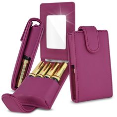 The LipSense Lipstick Travel Case Fits 4 Tubes and has a Touch up mirror that provides much organization while on the go! No more turning your purse inside out to find a color or gloss! ● THE BEST CHOICE - Style, Individual Expression, and Organization; Our Lipstick Case Folio is a high quality, stand out design made for keeping your Lipsense Liquid lipsticks organized, and not lost in your purse! ● ABSOLUTE HIGHEST QUALITY - All accessories are NOT made the same, we source our products from man Lipstick Organizer, Purse Storage, Lipstick Case, Travel Purse, Kylie Cosmetics, Younique, Touch Up, Travel Case, Lipsticks