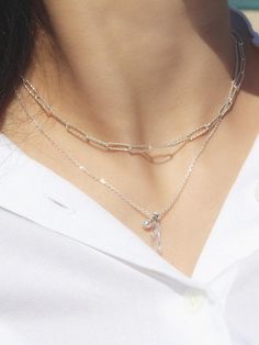 - Bold chain necklace - Silver 925 material- Adjustable length- Choker lengthMeasurements- Length: 13.8” (+1.77”)       Composition & Care- Material :Silver 925- Avoid moisture and store in a zipper bag.Designer- Made in Korea- by POSTLUDE- Style#:300700415 Sterling Silver Chain Necklace For Layering, Sterling Silver Double Strand Chain Necklace, Sterling Silver Double Strand Adjustable Necklace, Sterling Silver Double Chain Necklace, Silver Chain Necklace For Layering, Sterling Silver Double Chain Link Jewelry, Silver Pendant Chain Necklace For Layering, Sterling Silver Clavicle Chain Layered Necklace For Everyday, Silver Sterling Crystal Necklace With Delicate Chain