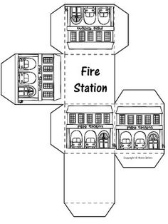 the fire station is cut out from paper and has three levels to each level, with two