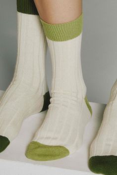 The Danielle Sock, Color Block – Comme Si Olive Oil Packaging, Cashmere Socks, Stylish Socks, Comme Si, Spring Green, Cotton Socks, Cool Socks, Winter Wear, Knee High Sock