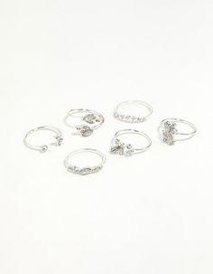 Make a statement in a stunning fashion ring. Stack with other styles for extra impact or wear alone for a refined addition to your ensemble. This ring pack features a silver-toned setting with diamante and gem embellishments. Weight: 15.0g | Lovisa Silver Gem Diamante Ring Pack, Size: Small/Medium Stunning Fashion, Fashion Jewellery Online, Faux Pearl Earrings, Bold Earrings, Ring Stack, Fashion Ring, Favorite Rings, Nose Piercing, Chain Pendants