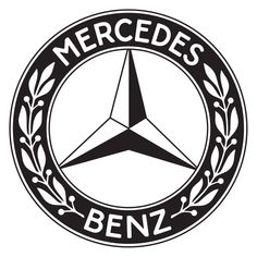 the mercedes benz logo in black and white