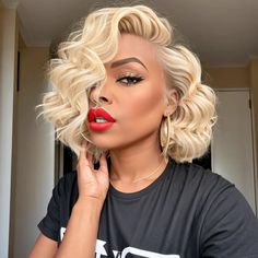 Pretty Diary 12inch Blonde Water Wavy 5x5 Glueless Preplucked Human Wigs Ready To Go 613 Short Bob Cuban Twist Hair, Hairstyles Pictures, Short Human Hair Wigs, 613 Blonde, Human Wigs, Human Braiding Hair, Short Bob Wigs, Straight Human Hair, Braids Hairstyles