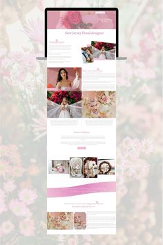 the website is displayed with pink flowers