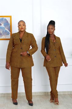 Okay this is the one!Get some trendy tailoring into your wardrobe with this very fitted and structured African Print suit or two piece; comprising a fitted jacket and pants.This suit is perfect for a total boss-lady look. Captivating, exquisite, yet breathable, soft and durable enough for your everyday use.Ideal for work, party, dinner.This could become your trendy wardrobe favorite; and together with a pair of statement earrings and heels you’re set for any outing of your choiceFEATURES.*100% A Ankara Suit, African Maternity, African Maternity Dresses, Ankara Jackets, Pant Suits For Women, African Suit, African Print Dress Ankara, Pantsuits For Women, African Fashion Women Clothing