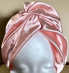 This is an elegant front twisted mulberry silk turban/cap. 19 momme. Extremely soft, comfortable and very light and easy to wear with elasticated back suitable for most sizes 40cm-60cm (16"-24") It can be worn at night or anytime. Elegant Summer Headwrap, Elegant Fitted Summer Turban, Elegant Fitted Summer Headwrap, Summer Wrap Turban, Elegant Pink Turban For Party, Evening Fitted Turban, Silk Turban, Turban Cap, Silk Bonnet