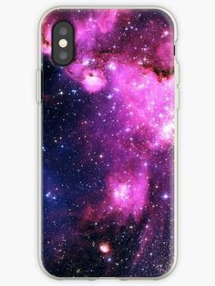 an iphone case with purple and blue stars in the sky, on a white background