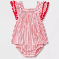 Baby Cat & Jack Red Baby Girls' Striped Jumpsuit Size: 3/6 Months Brand New With Tags, In Stock In Our Inventory And Ready To Be Shipped To You. Red Bubble Romper For Summer Playwear, Summer Red Bubble Romper For Playwear, Cute Red Bubble Romper For Playwear, Red Short Sleeve Onesie For Playtime, Playful Red Sleeveless Bubble Romper, Cute Red Bubble Romper For Playtime, Playful Fitted Red Bubble Romper, Fitted Red Bubble Romper For Summer, Red Fitted Bubble Romper For Summer