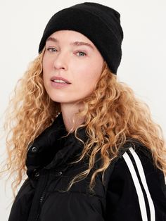 rolled brim one sizemachine wash according to the care instruction label  . Best Holiday gift for Women , perfect Hats for Christmas! Navy Beanie, Beanie Black, Women's Beanie, Jack Black, Old Navy Women, Women's Accessories, Old Navy, Accessories Hats, Gifts For Women