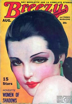 an old magazine cover with a woman's face on the front and back covers