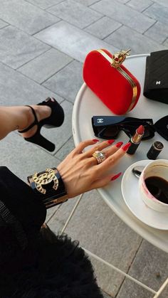 Chic Aesthetic Photography, Mobwife Aesthetic Outfit, Melina Aesthetic, Nails 2024 Red, Red Luxury Aesthetic, Mob Wife Nails, Red Feminine Aesthetic, Mafia Women Outfits, Mob Wife Aesthetic