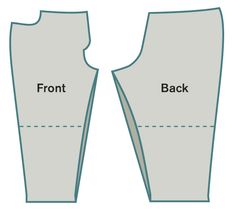 the front and back sides of a pair of pants with measurements for each side,