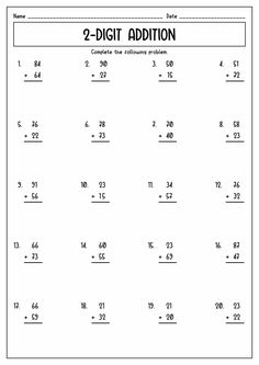 two digit addition worksheet to help students learn how to use the same numbers