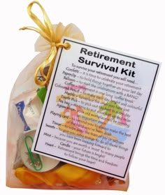 a retirement survival kit in a bag