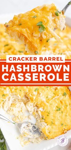 a close up of a piece of hashbrown casserole