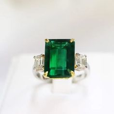 GRS&GIA 18K I IF 6.35 Carat Emerald&Diamond Antique Art Deco Engagement Ring For Sale at 1stDibs | 6 carat diamond ring Antique Engagement Ring Art Deco, Emerald Ring Engagement Diamond, Antique Art Deco, Art Deco Engagement Ring, Emerald Diamond, Diamond Engagement Rings, Emerald, Diamond Ring, Art Deco