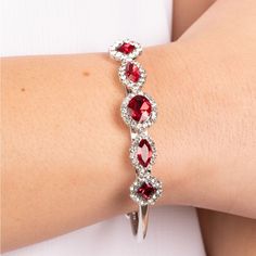 -Ruby Red & Silver Diamond Rhinestone Cuff Bracelet -Fashion Jewelry -Nickel Free. -Light Weight. -Boutique New With Tags Bundle 3+ Pieces For A 10% Discount! Offers Welcome Red Rhinestone Bracelets For Party, Elegant Red Crystal Bracelet For Parties, Elegant Red Crystal Party Bracelet, Red Crystal Bracelet With Rhinestones For Party, Red Crystal Rhinestone Bracelet For Party, Red Rhinestone Crystal Bracelet For Party, Red Crystal Bracelet For Party, Ruby Bracelet, Red Accessories