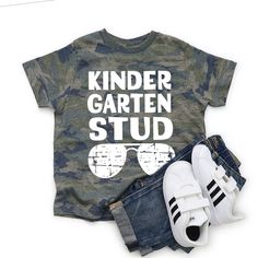 Adorable First Day of School shirt for kids- the picture perfect outfit for the first day of Kindergarten or ANY GRADE! *ANY GRADE from Preschool - 4th Grade! *SHIPS in 1 business day! *Tees are Unisex, classic fit. Please refer to size chart in listing photos for details. *Easy measuring tip: Take your favorite shirt, lay it on a flat surface and measure the width (armpit to armpit) and length (top to bottom), then compare with our size chart to find your best fit! *Shop with Confidence! We are First Day Of Kindergarten Shirt, Nephew Shirts, Boys School Outfits, First Day Of Kindergarten, Kindergarten Shirts, Kindergarten First Day, School Tees, Graduation Shirts, Kids Graphic Tees