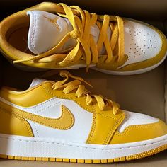 Purchased Off Stadium Goods (I Will Provide Picture If Asked) - Worn Once, Fits Women Size 7 Or Kids Size 5. Feel Free To Message Me With Any Inquiries! Yellow Tennis Shoes, Yellow Sneakers With Contrast Sole And Round Toe, Sporty Custom Yellow Sneakers With Contrast Sole, Sporty Yellow Custom Sneakers With Contrast Sole, Yellow Custom Sneakers With Rubber Sole, Yellow Custom Lace-up Sneakers With Rubber Sole, Yellow Low-top Sneakers With Contrast Sole, Yellow Casual Custom Sneakers, Casual Yellow Custom Sneakers