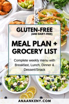 the meal plan and grocery list for gluten - free meals