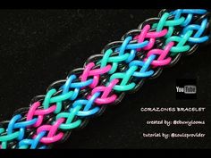 the bracelet is made from neon colored plastic beads and has an intertwined design on it