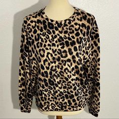 Show Your Wild Side In This Leopard Print Sweatshirt That Has A Silky Soft Feel. This Is A Great Boutique Brand. Brand: Soya Concept Size: M Colors: Black, Gold, Tan, Brown Condition: New Without Tags Purchased From A Sample Sale Missing Materials/Care Tag Approximate Flat Lay Measurements Armpit To Armpit: 22 Inches Length: 23 Inches Long Sleeve, Warm D2 Leopard Print Crew Neck Top For Winter, Trendy Leopard Print Crew Neck Sweater, Leopard Print Long Sleeve Sweater, Oversized Leopard Print Tops With Long Sleeves, Casual Leopard Print Long Sleeve Sweater, Casual Long Sleeve Leopard Print Sweater, Leopard Print Sweatshirt, Sweatshirt Women, Care Tag