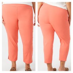 Dressbarn Plus Size Studded Split Ankle Pull-On Pants The Elastic Waist Was Made For Comfort, While The Stretchy Material Moves As You Do. We Are Particularly Obsessed With The Studded Detail. Women’s Size 20 Color: Coral 27" Inseam Elastic Waist; Pull On 75% Rayon/ 22% Nylon/ 3% Spandex Machine Wash Brand New With Tag! Bundle Two Items For $25! Simply Add The Items With Bluediamond On The Title In Your Bundle And Offer It For $25! Smoke-Free And Clean Home. Pink Capri Length Pants For Spring, Pink Capri Pants For Spring, Pink Cropped Leg Pants For Spring, Pink Capri Length Pants For Summer, Pink Cropped Leg Pants For Work, Pink Stretch Cropped Leg Pants, Pink Cropped Leg Workwear Pants, Pink Stretch Cropped Pants, Orange Ankle-length Pants With Elastic Waistband