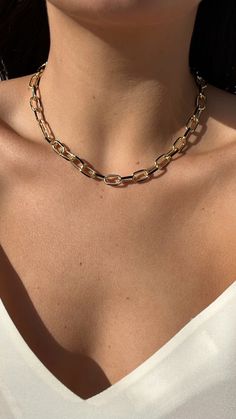 Details: Gold Filled Enamel Chain Chic Gold-tone Chain Necklace Choker, Chic Gold-tone Chain Choker Necklace, Chic Gold Chain Choker Necklace, Everyday Gold Choker With Gold Chain, Gold Chain Choker For Everyday Wear, Gold-tone Clavicle Chain Choker Necklace, Chic Gold Necklace With Gold Chain, Everyday Gold-tone Choker Chain Necklace, Gold Paperclip Chain Choker Necklace