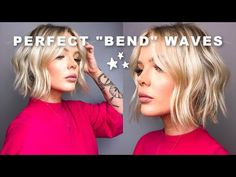 WAVES FOR SHORT HAIR *Using A Curling Iron* // Mallory1712 - YouTube Very Short Bob Styles, Bent Waves Short Hair, Loose Waves For Short Hair, Short Wavy Bob Hairstyles Beach Waves Hair Tutorials, Relaxed Bends Hair, Bendy Waves Hair, Short Hair Ways To Style, Soft Bend Waves, How To Curl French Bob