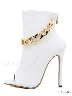 Lasaky - Premium PU Leather Stiletto Heel Womens Summer Boots with Chains Fall Heels, Summer Boots, Square Toe Sandals, Womens Stilettos, Rhinestone Heels, Estilo Chic, Black Sandals Heels, Club Party, Black Rhinestone