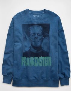 AE Oversized Halloween Frankenstein Graphic Sweatshirt Halloween Frankenstein, White Jeans Men, Halloween Graphics, Athletic Fit Jeans, Frankenstein Halloween, Graphic Tee Dress, Loose Jeans, Graphic Tops, Costume Shop