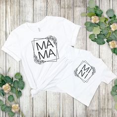 mama and mini matching shirts mommy and me outfits White Matching Set Top For Spring, Matching Summer Cotton Tops, Summer Graphic Print Matching T-shirt, Summer Cotton Tops With Matching Style, Cotton Family Matching Tops Set, Summer Graphic Print Tops For Family, Family Matching Printed Cotton Tops, Cute Cotton Tops Matching Set, Cute Cotton Tops With Matching Set