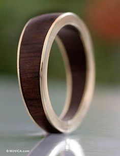 Gold band ring, 'Encounter with Nature' - Brazilian Gold and Wood Band Ring Beloved Jewelry, Rose Gold Engagement Ring Set, Wood Engagement Ring, White Gold Engagement Rings Vintage, Simple Diamond Ring, Wooden Rings Engagement, Wooden Wedding Ring, Brazilian Gold, College Ideas