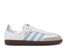 Samba OG 'White Sky Blue' - Adidas - JI2003 - foowear white/clear sky/blue | Flight Club Adidas Sambas Blue, Light Blue Sambas, Sky Blue Shoes, Blue Sambas, Blue Wishlist, White And Blue Shoes, Samba Shoes, Blue Jordans, Flight Club