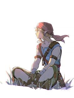 an anime character sitting on the ground with her legs crossed and head tilted to the side