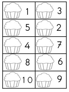 the printable worksheet for counting cupcakes with numbers to 10 on it