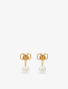 Valentino Pearl Earrings, Valentino Earrings, Valentino Jewelry, Cream Earrings, Digital Closet, Courthouse Wedding, Pearl Drop