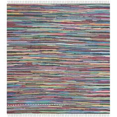 a multicolored rug with fringes on it