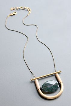 Modern Handmade Square Pendant Necklace, Modern Handmade Necklace With Square Pendant, Long Glass Necklace With Adjustable Chain, Jade Necklace With Round Pendant, Unique Jade Necklace With Round Pendant, Adjustable Jade Pendant Necklace, Agate Jewelry With Adjustable Chain, One Of A Kind Moss Agate Pendant, Modern Jade Gemstone Jewelry