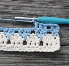 the crochet stitch is being worked on