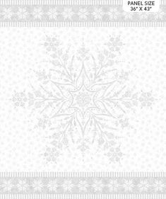 a white and gray paper with snowflakes on the border, which reads panel size 3