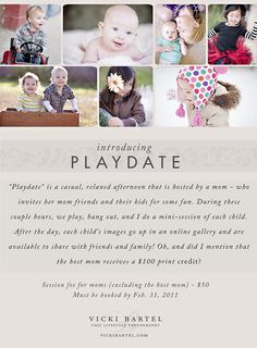 a flyer for a baby's first birthday party with pictures of babies and their parents